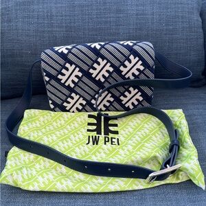 JW PEI Navy and Cream Patterned Crossbody Bag
